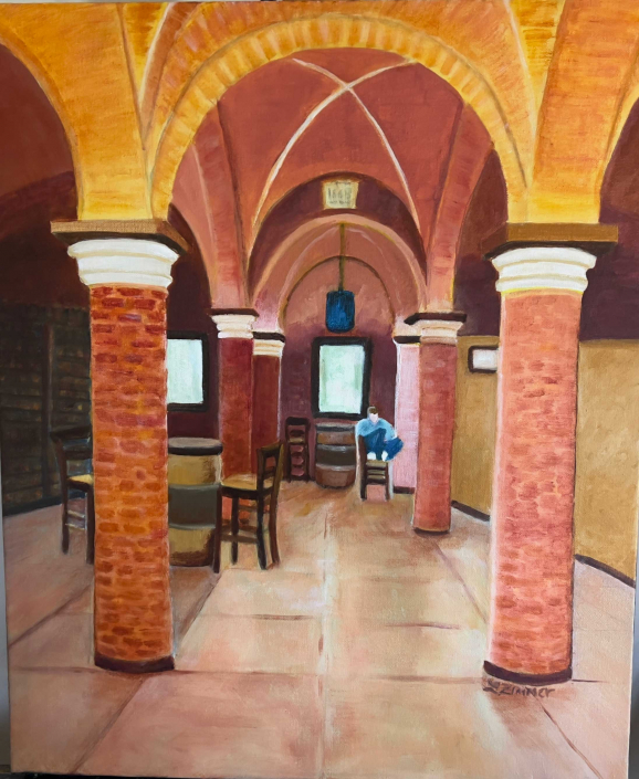 Acrylic painting of Villa in Italy